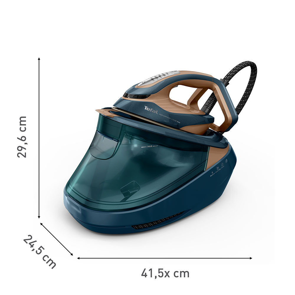 Statie de calcat TEFAL Pro Express Vision Max GV9920E0, 3000W, 800g/min, 1.2l, talpa Durilium AirGlide AutoClean, verde-bronz