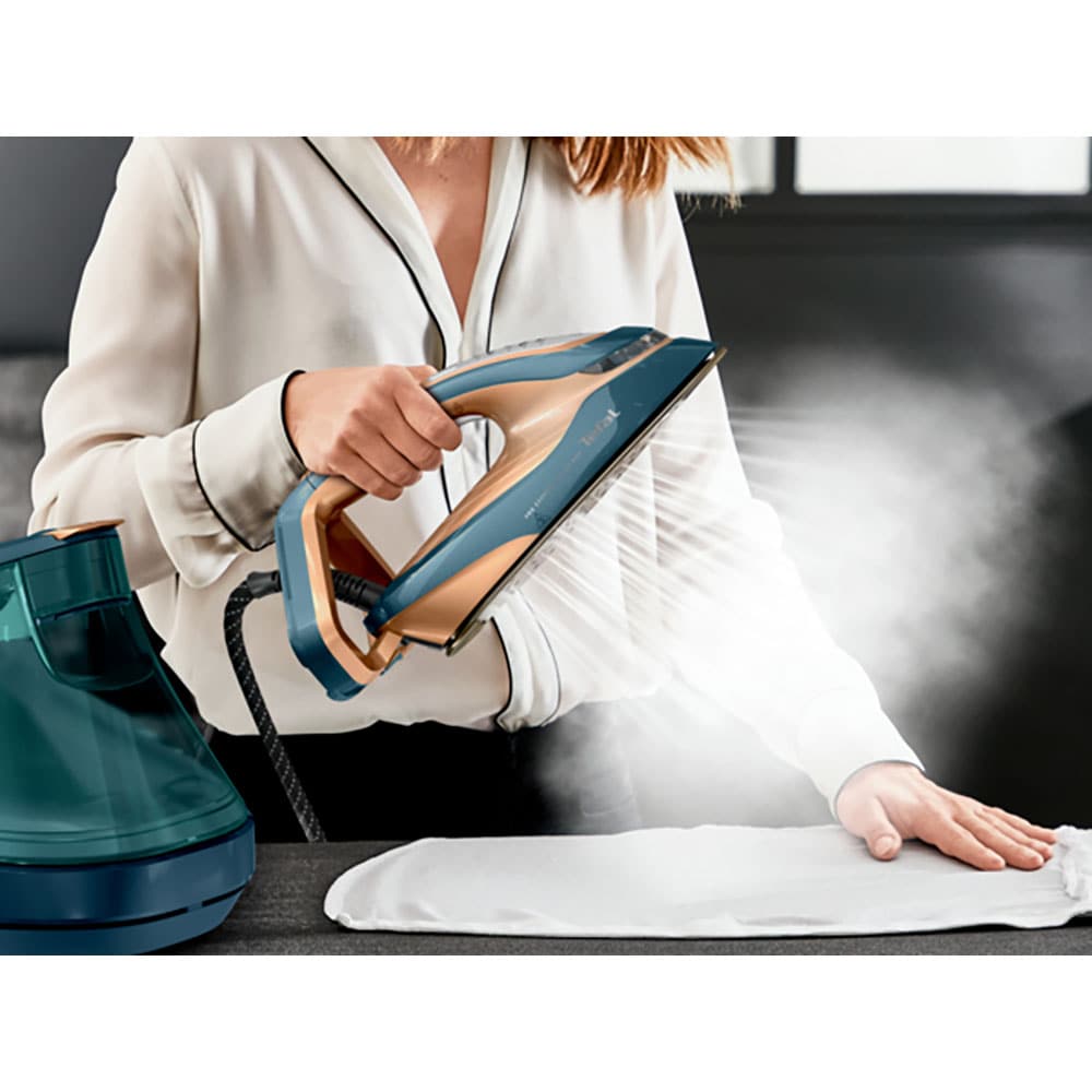 Statie de calcat TEFAL Pro Express Vision Max GV9920E0, 3000W, 800g/min, 1.2l, talpa Durilium AirGlide AutoClean, verde-bronz