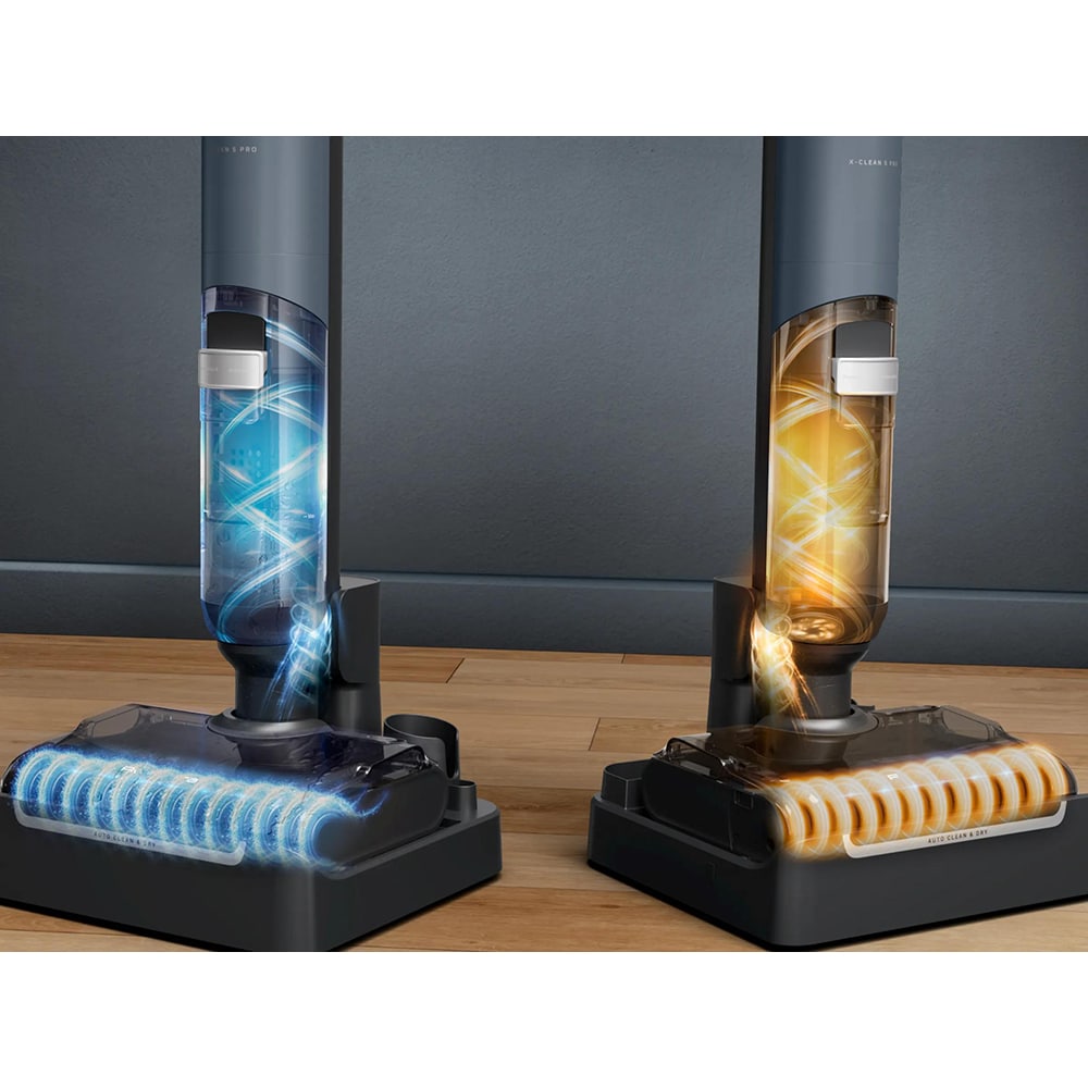 Aspirator vertical cu spalare ROWENTA X-Clean 5 Pro GZ5436E0, 0.65l, 28.8V, autonomie max 50 min, albastru-argintiu
