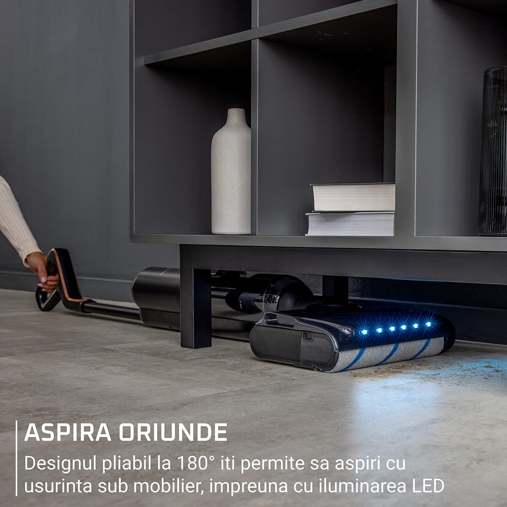 Aspirator vertical cu spalare ROWENTA X-Clean 7 GZ5736E0, 0.5l, 29.6V, autonomie max 50 min, negru