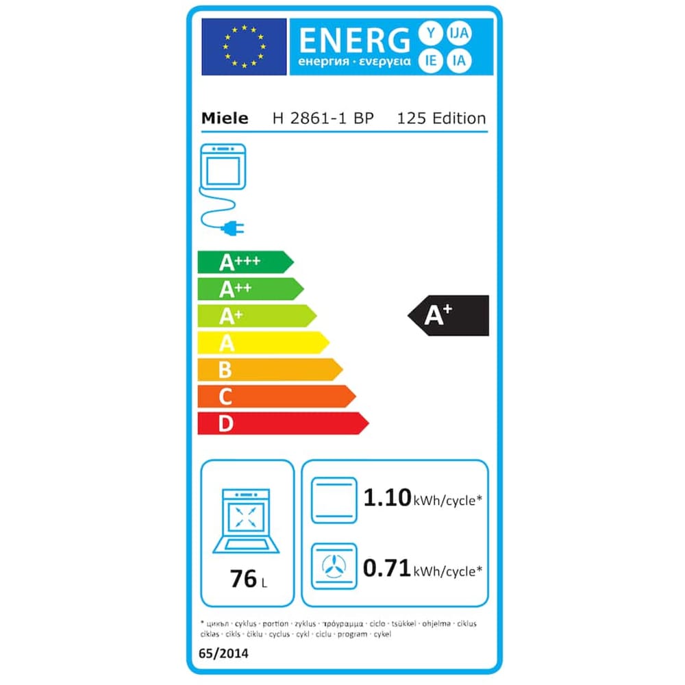 Cuptor incorporabil MIELE H 2861-1 BP 125 Edition, Electric, Autocuratare pirolitica, 76 l, Clasa A+, Wi-Fi, negru