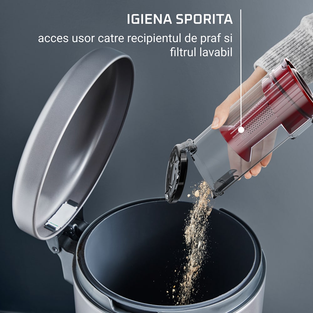 Aspirator vertical ROWENTA X-Pert 7.6 RH6A75WO, 0.44l, 18.5V, autonomie max 45 min, rosu-negru