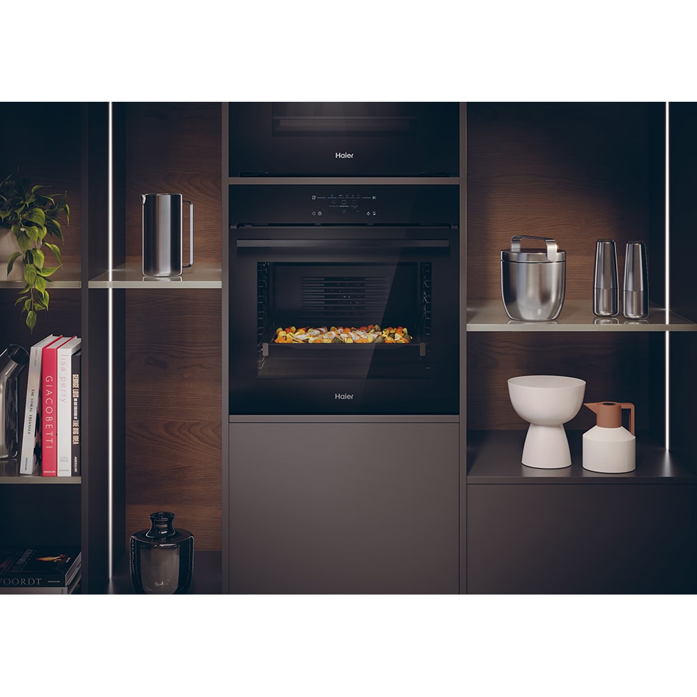 Cuptor incoporabil HAIER H6ID46C3YTB, Electric, Autocuratare pirolitica + hidrolitica, 78 l, Clasa A++, Wi-Fi, negru