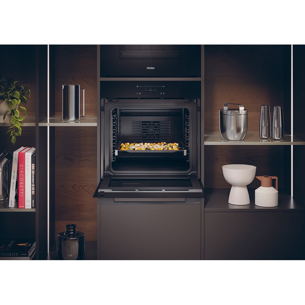 Cuptor incoporabil HAIER H6ID46C3YTB, Electric, Autocuratare pirolitica + hidrolitica, 78 l, Clasa A++, Wi-Fi, negru