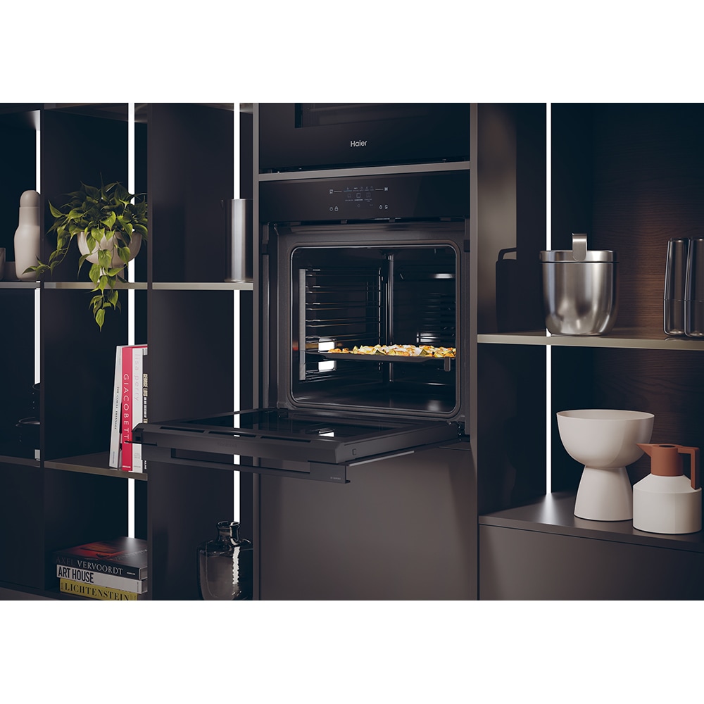 Cuptor incoporabil HAIER H6ID46C3YTB, Electric, Autocuratare pirolitica + hidrolitica, 78 l, Clasa A++, Wi-Fi, negru