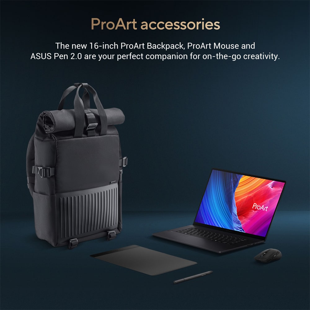 Laptop ASUS ProArt P16 OLED H7606WI-ME010X, AMD Ryzen AI 9 HX370 pana la 5.1GHz, 16" 4K Touch, 64GB, SSD 4TB, NVIDIA GeForce RTX 4070 8GB, Windows 11 Pro, Nano Black