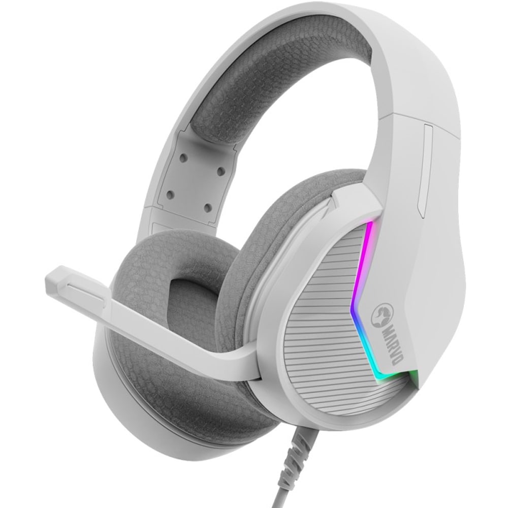 Casti Gaming MARVO H8618 White, stereo, USB, alb