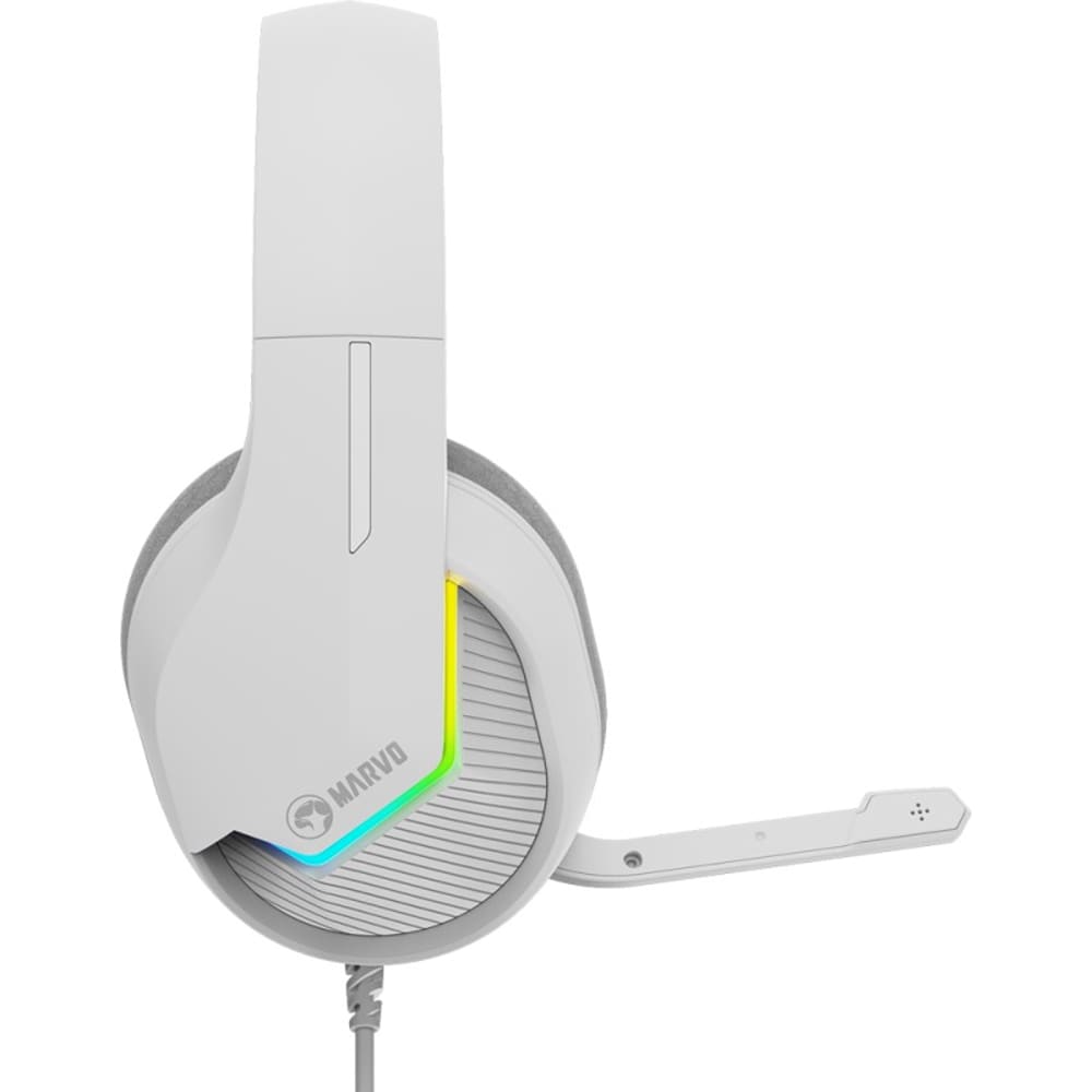 Casti Gaming MARVO H8618 White, stereo, USB, alb