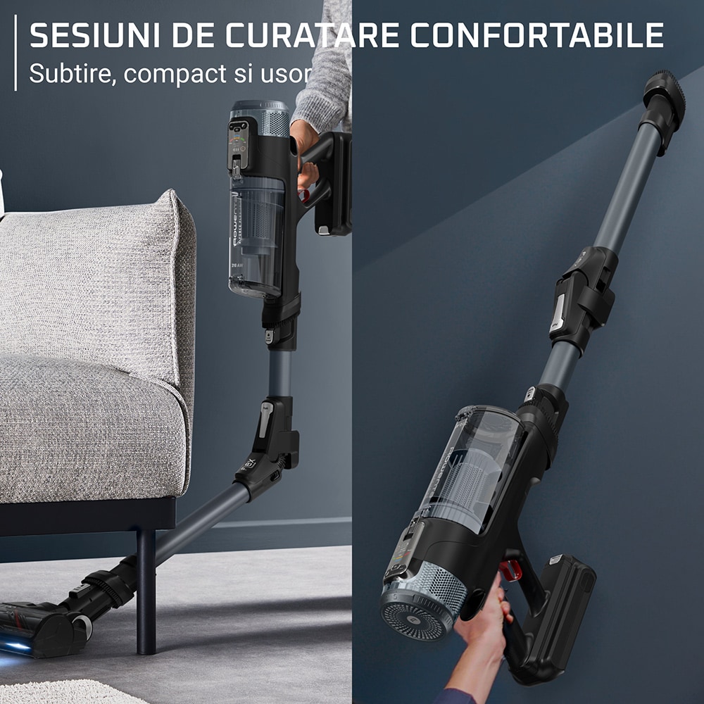 Aspirator vertical ROWENTA X-Force Flex 16.60 RH9C71E0, 0.65l, 25.2V, autonomie max 120 min, negru