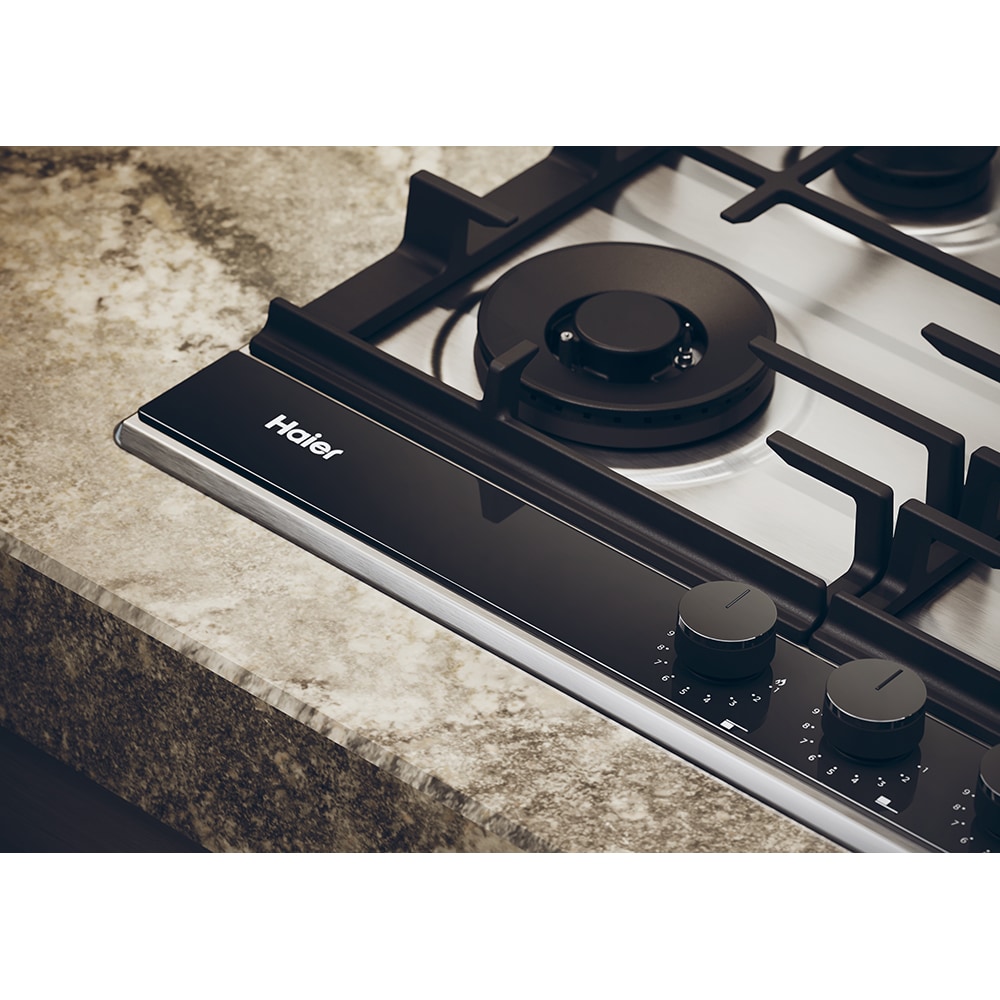 Plita incorporabila HAIER HAHG6BF4TX, Gaz, 4 arzatoare, Wok, inox-negru
