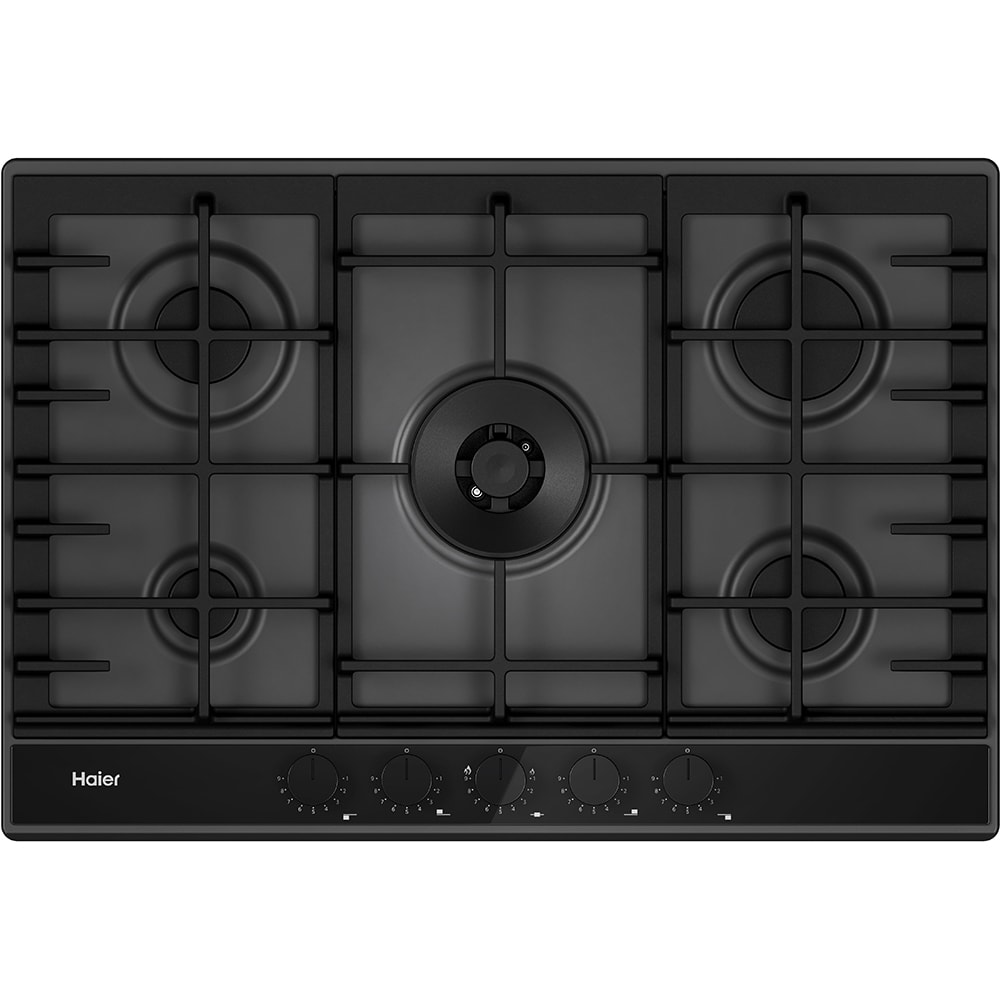 Plita incorporabila HAIER HAHG7W5TEB, Gaz, 5 arzatoare, Wok, negru