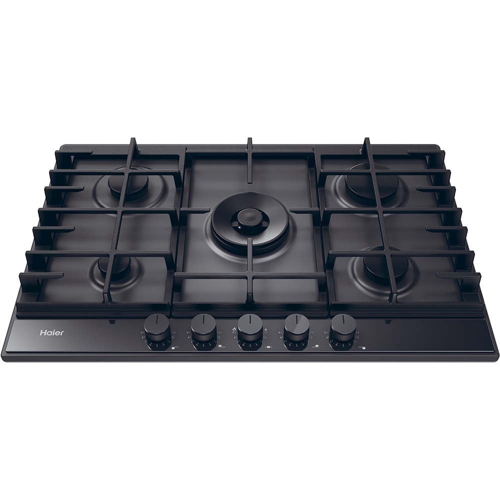 Plita incorporabila HAIER HAHG7W5TEB, Gaz, 5 arzatoare, Wok, negru