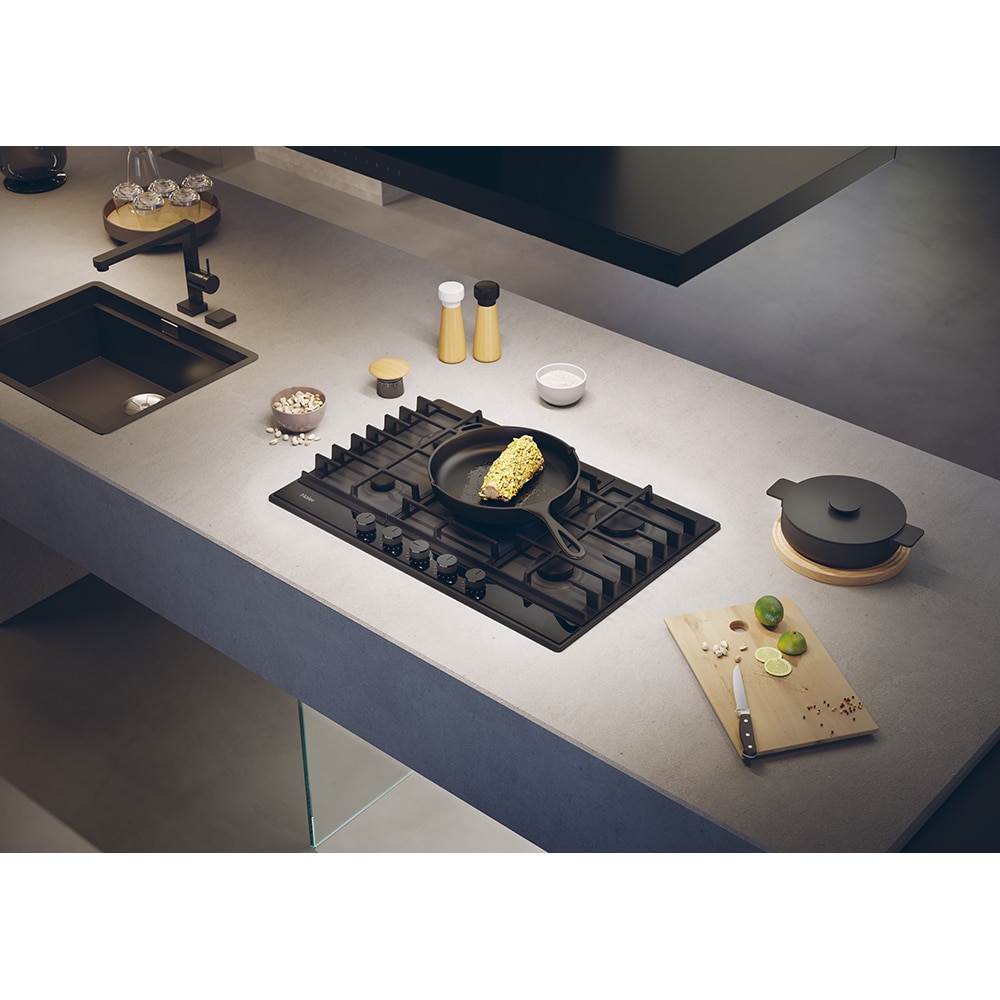 Plita incorporabila HAIER HAHG7W5TEB, Gaz, 5 arzatoare, Wok, negru