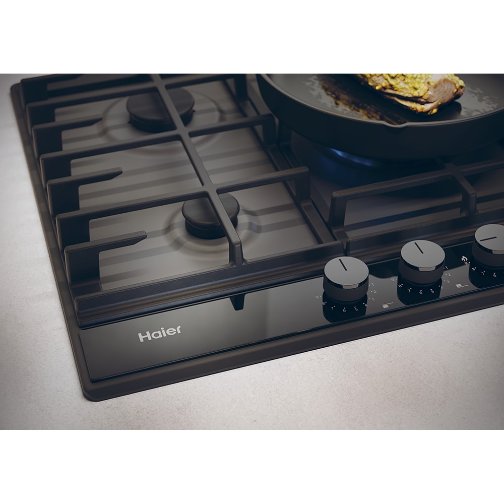 Plita incorporabila HAIER HAHG7W5TEB, Gaz, 5 arzatoare, Wok, negru