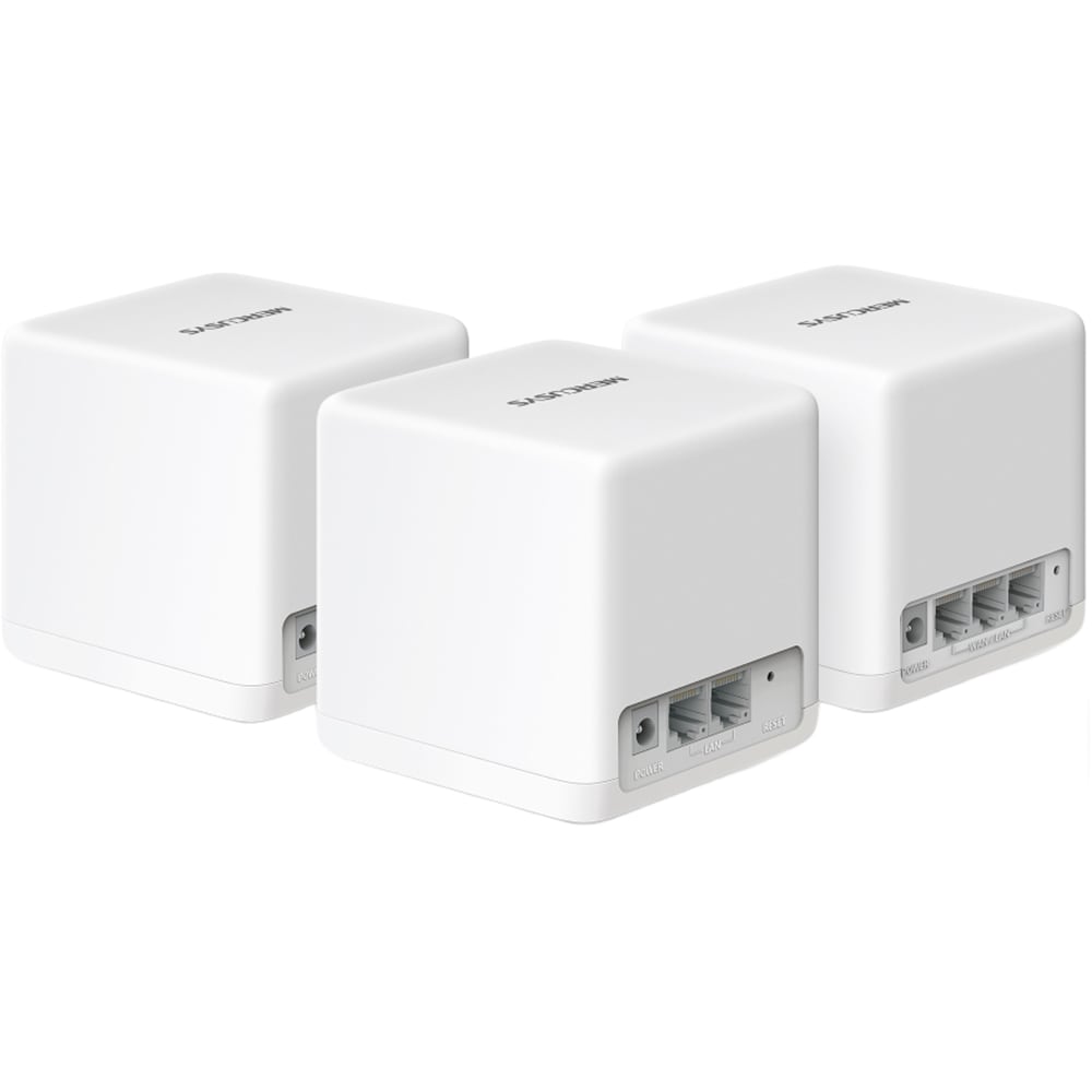Sistem Wi-Fi Mesh MERCUSYS Halo H1500, Wi-Fi 6, Dual-Band 300 + 1201 Mbps, 3 buc, alb