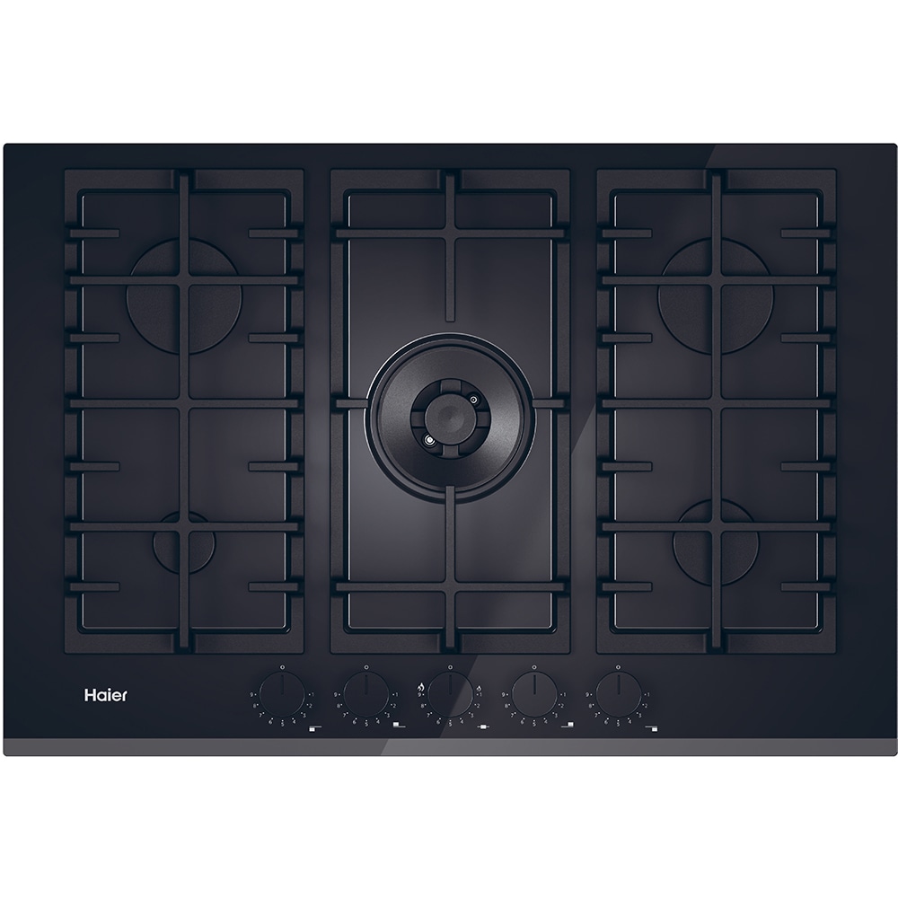 Plita incorporabila HAIER HAVG75TBBP, Gaz, 5 arzatoare, Wok, negru