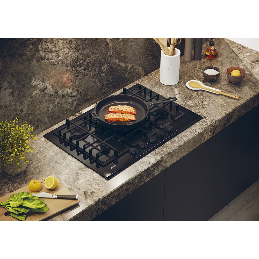 Plita incorporabila HAIER HAVG75TBBP, Gaz, 5 arzatoare, Wok, negru
