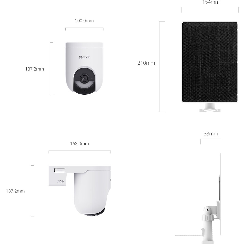Camera IP Wireless EZVIZ HB8 Lite 4G, 2K+, IP, panou solar, Night Vision, alb