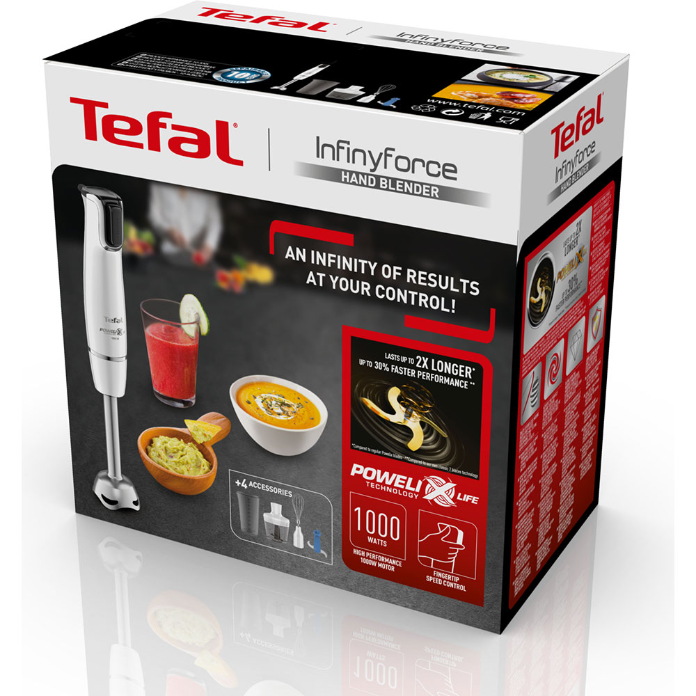 Mixer vertical TEFAL InfinyForce HB944138, 0.8l, 1000W, 20 trepte viteza, alb