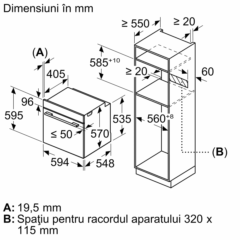 Cuptor incorporabil BOSCH HBG537EB4, Electric, Autocuratare EcoClean, 71 l, Clasa A+, negru
