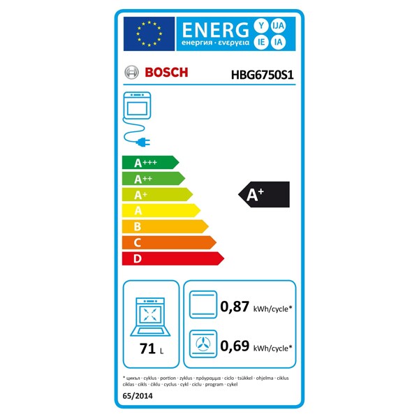 Cuptor incorporabil BOSCH HBG6750S1, Electric, Autocuratare pirolitica, 71 l, Clasa A+, inox