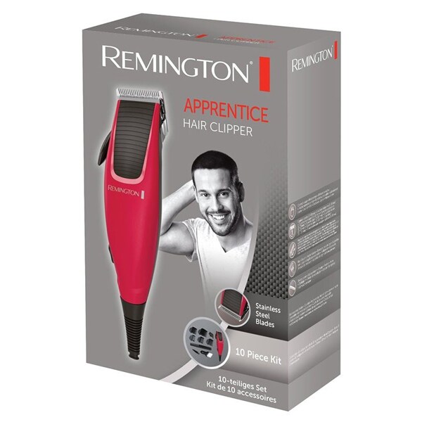 Aparat de tuns REMINGTON Apprentice HC5018, retea, 3-18 mm, perie curatare, negru-rosu