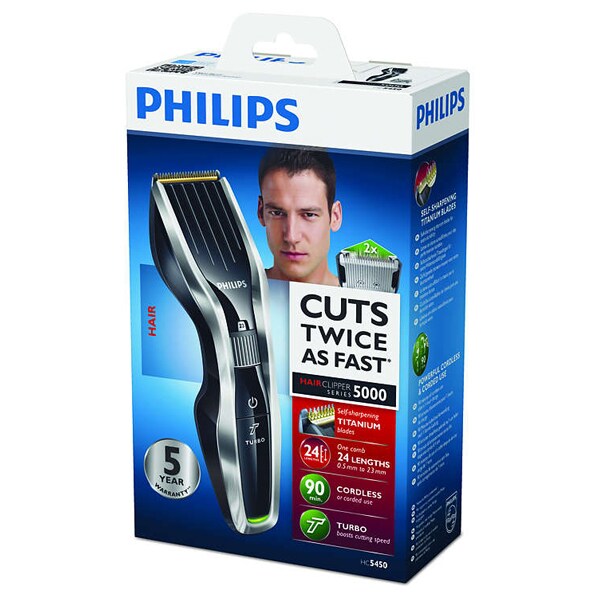 Aparat de tuns PHILIPS HC5450/15, retea/acumulator, 0.5-23 mm, 90 min autonomie, negru-gri