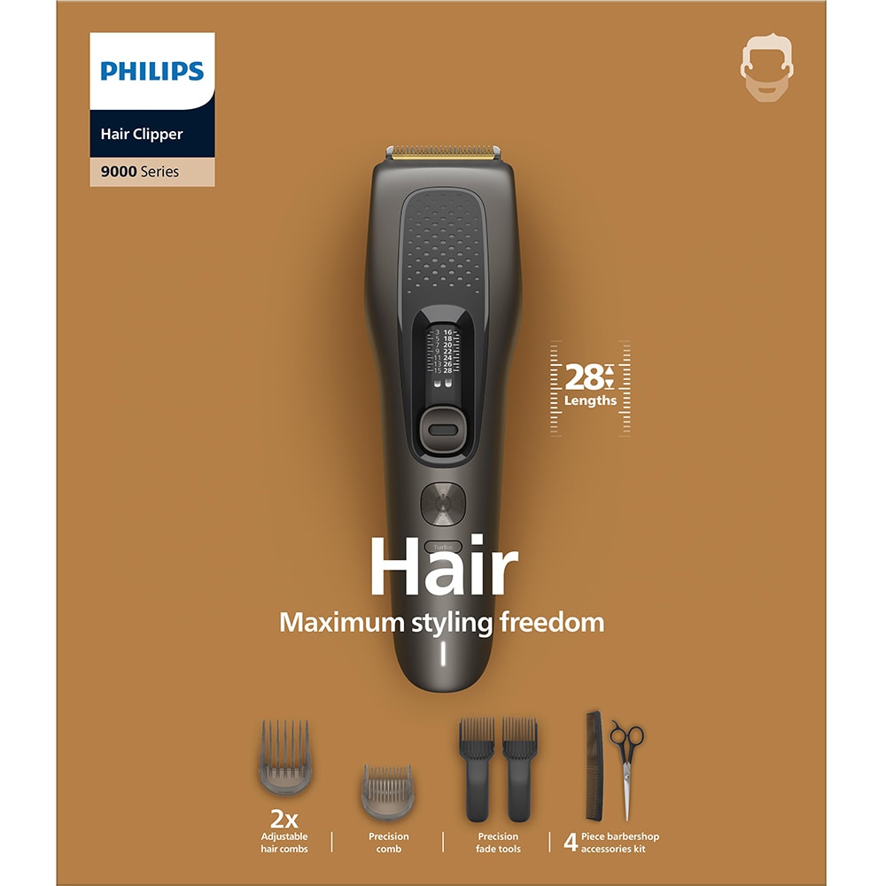 Aparat de tuns PHILIPS HC9722/15, acumulator, 180 min autonomie, maro