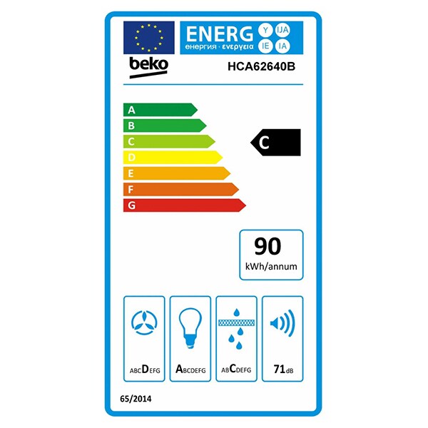 Hota incorporabila BEKO HCA62640B, 537m3/h, 1 motor, 60cm, sticla neagra