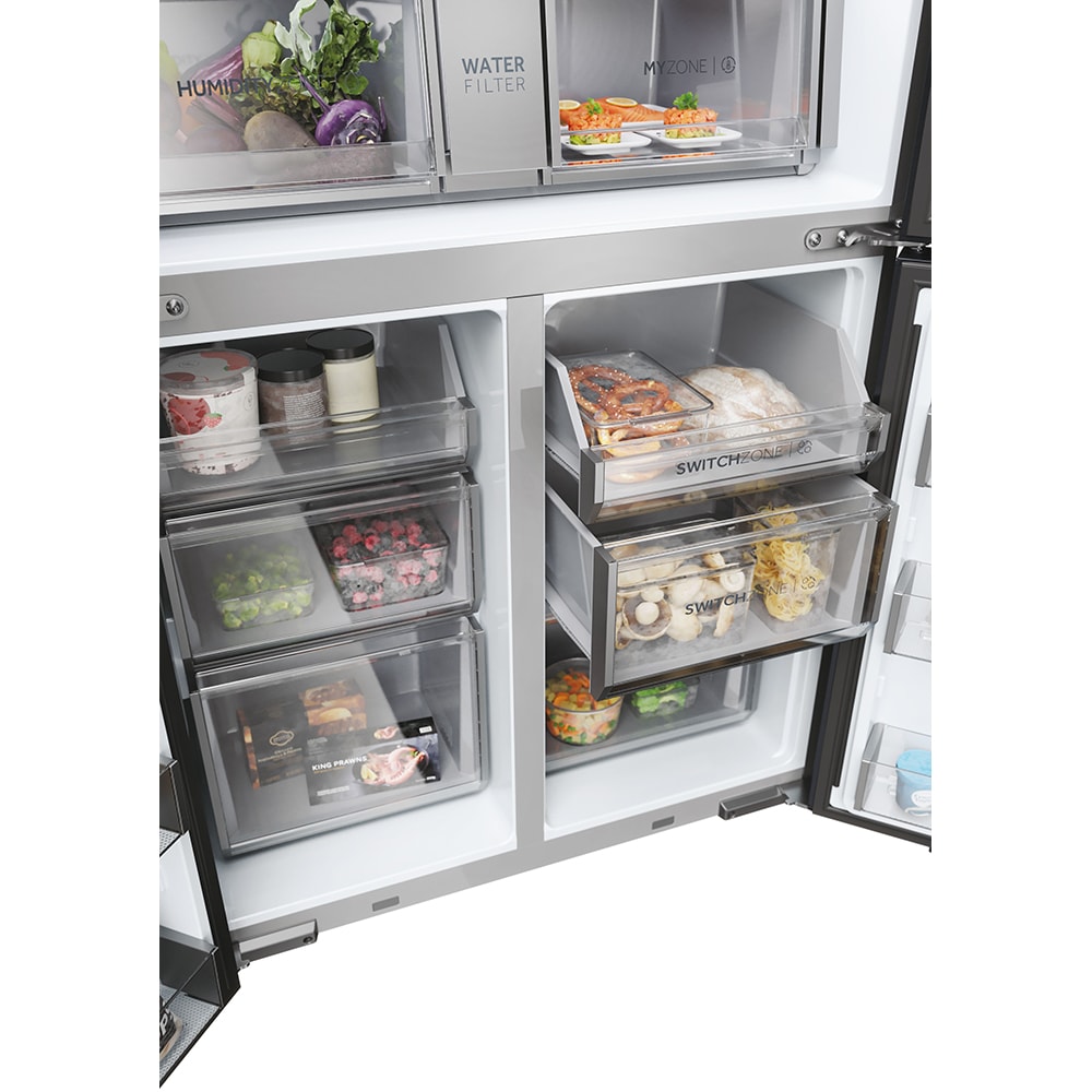 Side by Side HAIER HCR7918EIMB, No Frost, 601 l, H 177 cm, Clasa E, Dozator apa, negru