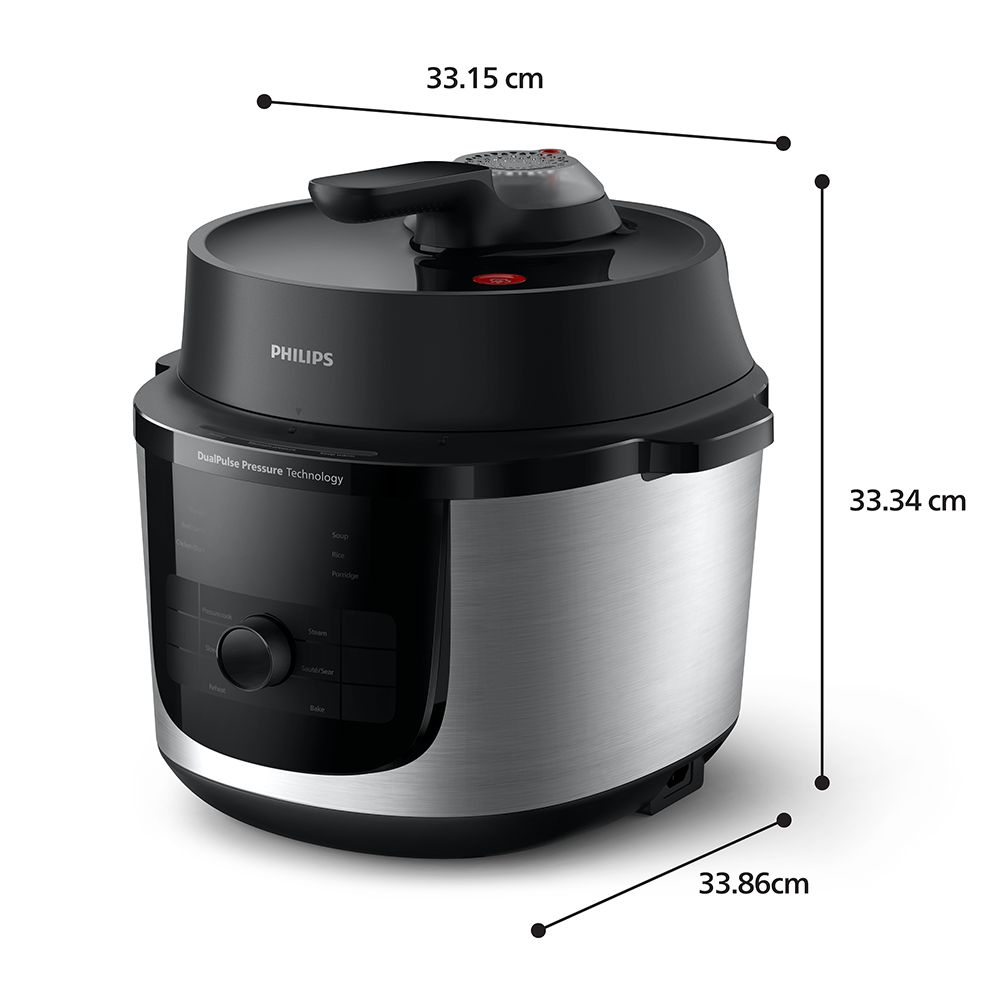 Multicooker PHILIPS Seria 3000 HD2616/70, 6l, 1000W, 13 programe, argintiu-negru