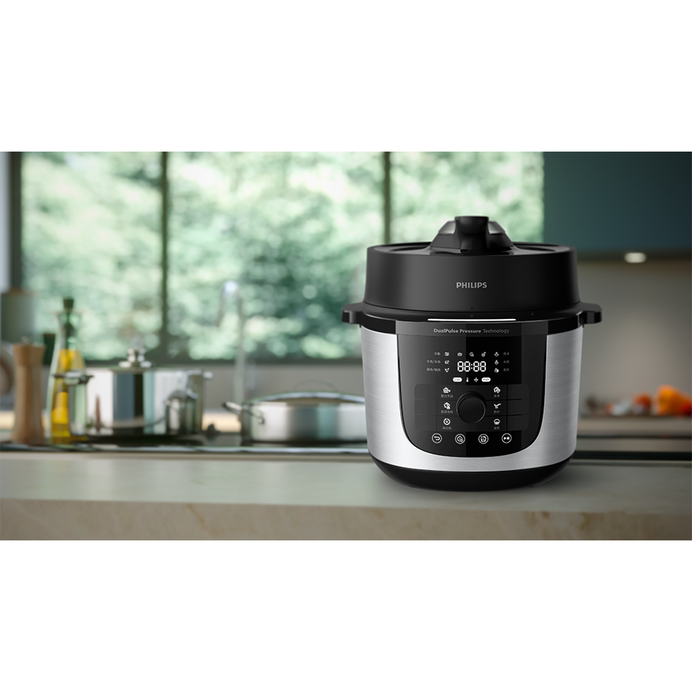 Multicooker PHILIPS Seria 3000 HD2616/70, 6l, 1000W, 13 programe, argintiu-negru
