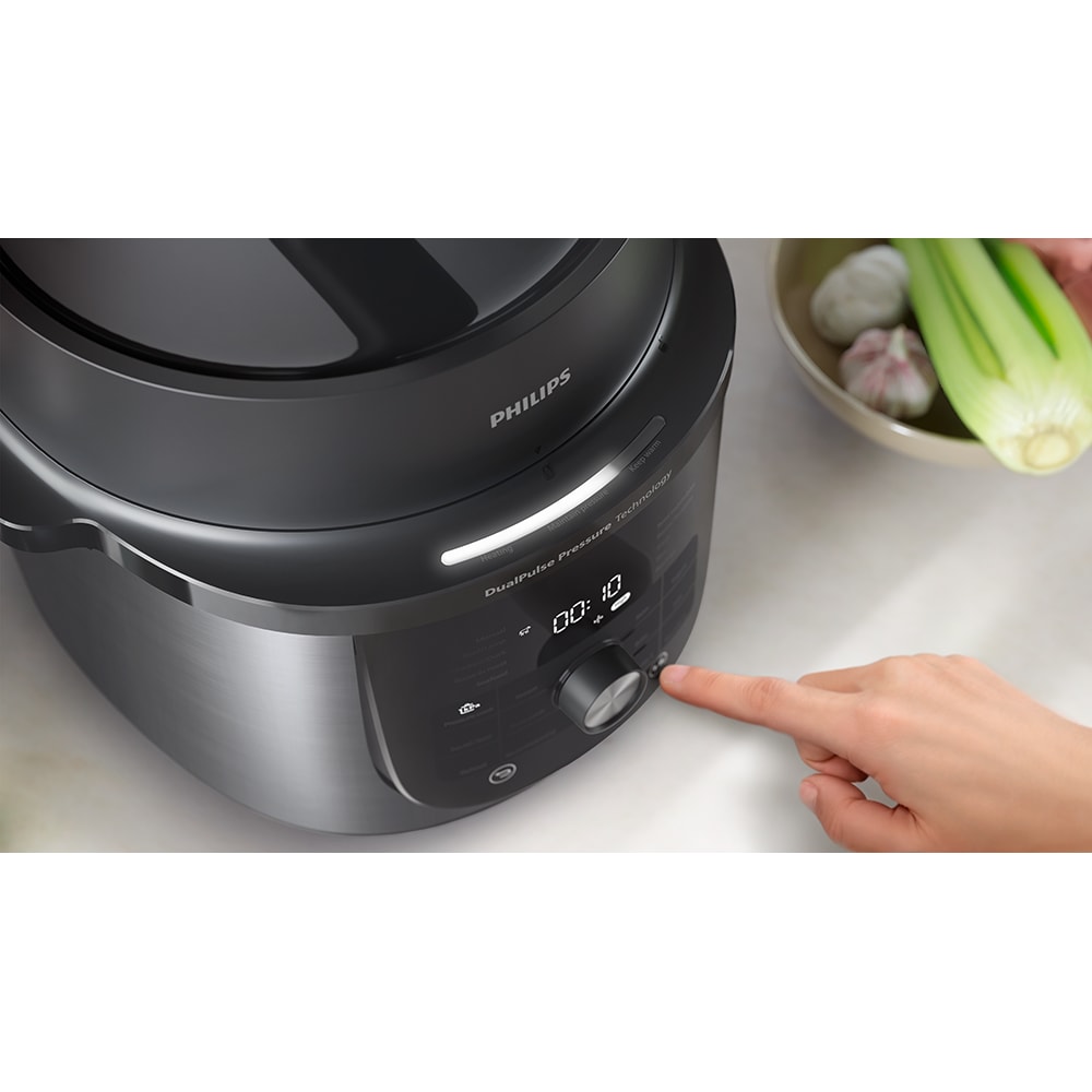 Multicooker PHILIPS Seria 3000 HD2616/70, 6l, 1000W, 13 programe, argintiu-negru