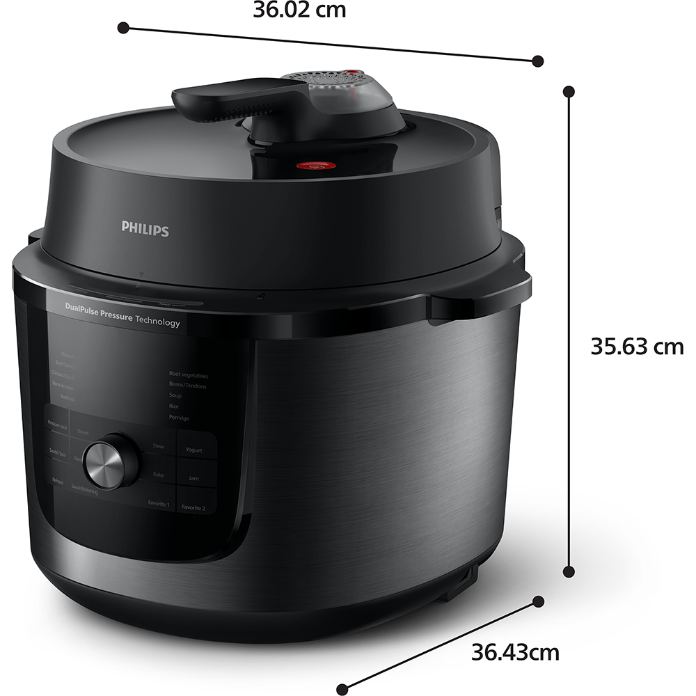 Multicooker PHILIPS Seria 3000 HD2823/80, 8l, 1300W, 35 programe, argintiu-negru