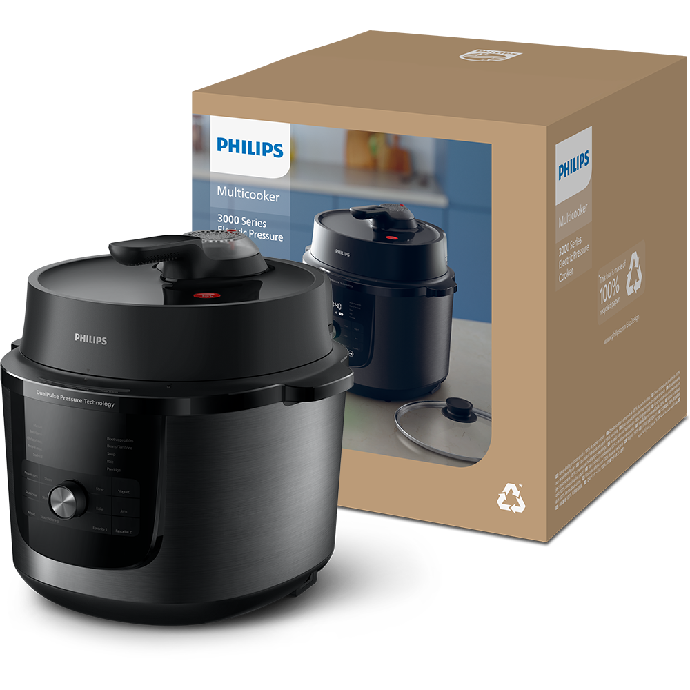 Multicooker PHILIPS Seria 3000 HD2823/80, 8l, 1300W, 35 programe, argintiu-negru
