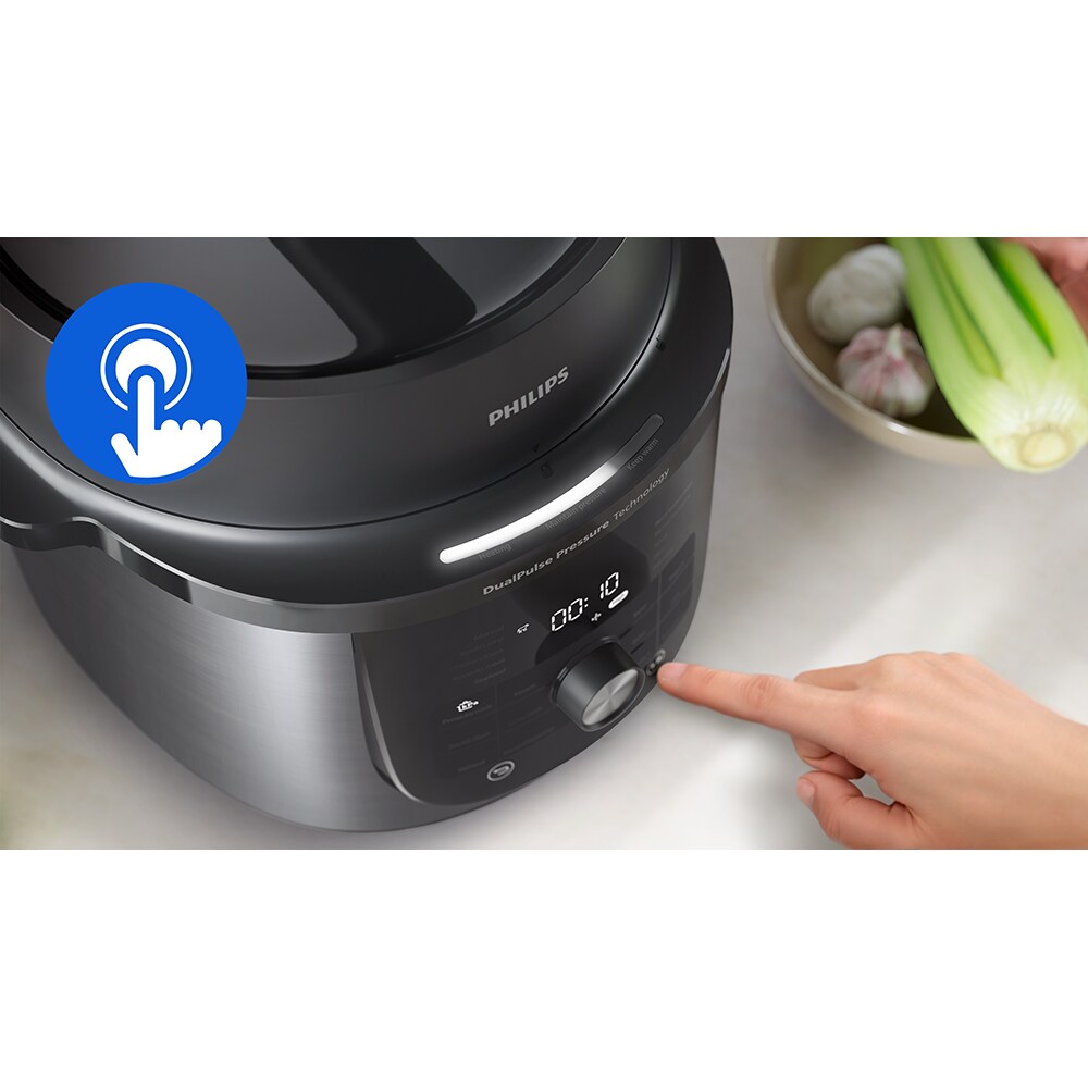 Multicooker PHILIPS Seria 3000 HD2823/80, 8l, 1300W, 35 programe, argintiu-negru