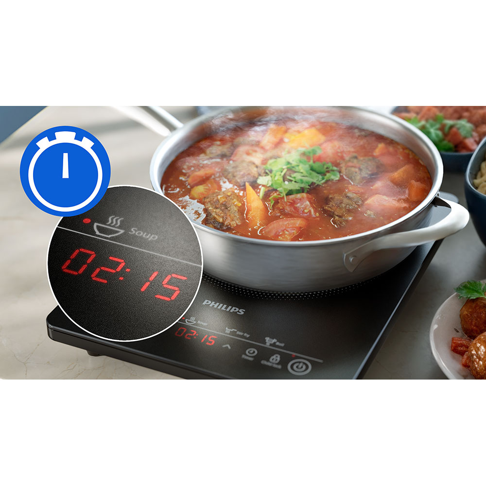 Plita cu inductie PHILIPS Seria 3000 HD5830/90, 1 arzator, 2000W, negru