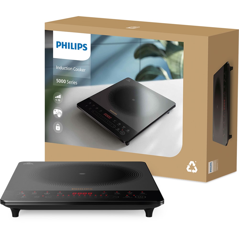 Plita cu inductie PHILIPS Seria 5000 HD5850/90, 1 arzator, 2000W, negru 