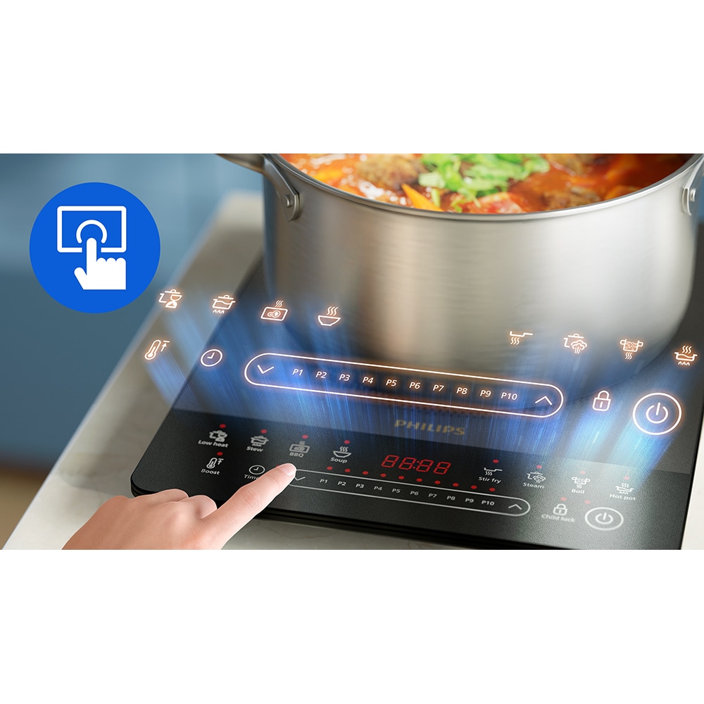 Plita cu inductie PHILIPS Seria 5000 HD5850/90, 1 arzator, 2000W, negru 