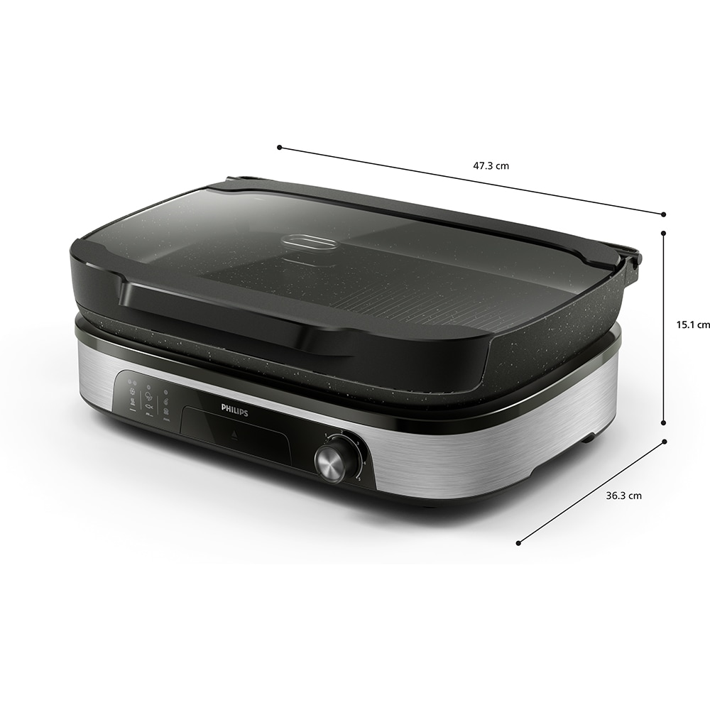 Gratar electric PHILIPS HD6212/90, 2400W, argintiu-negru