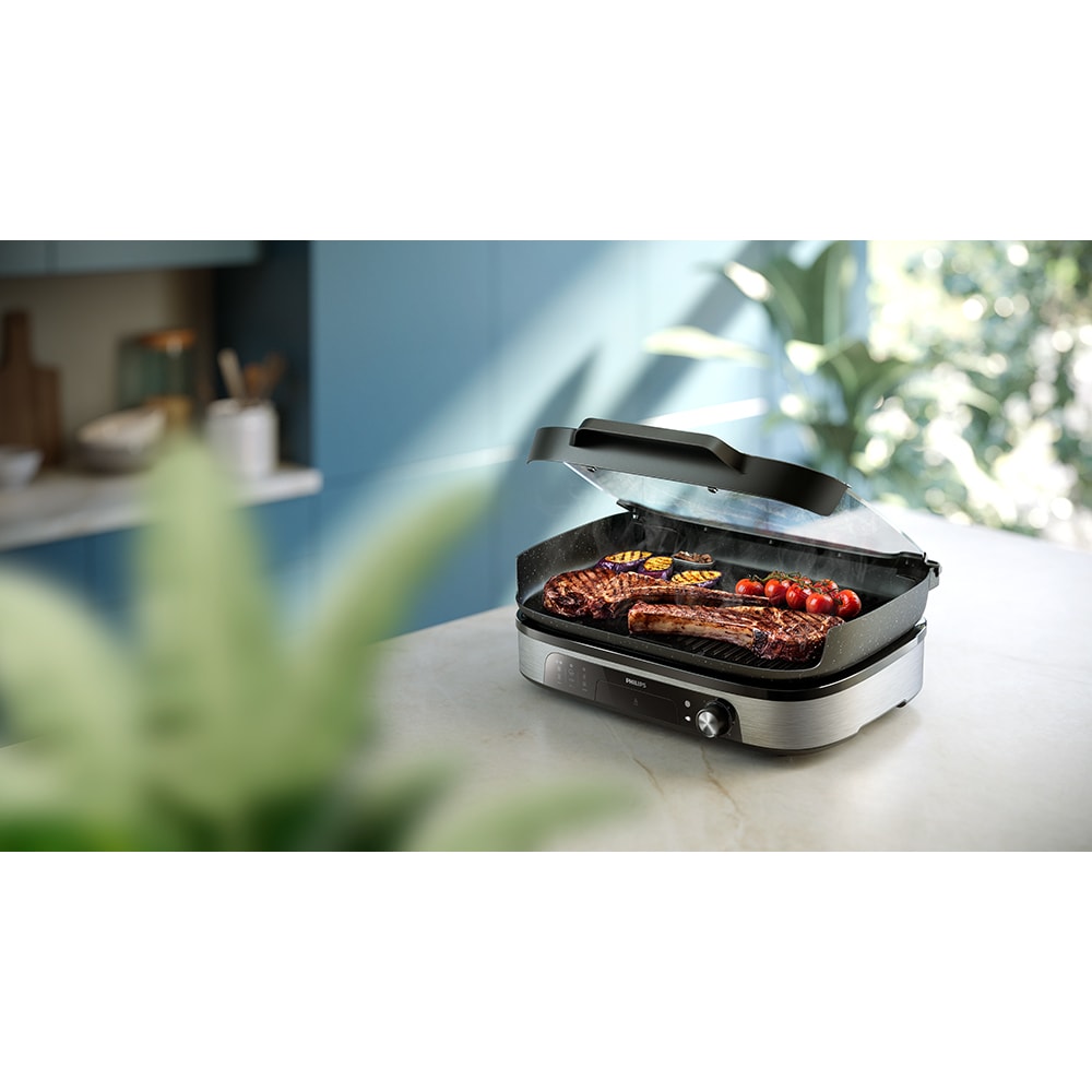 Gratar electric PHILIPS HD6212/90, 2400W, argintiu-negru