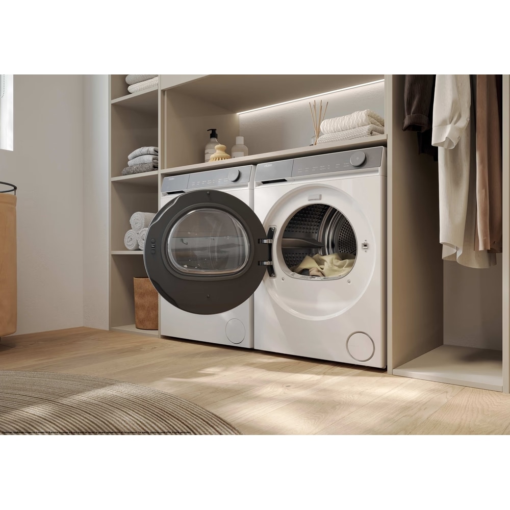 Uscator de rufe HAIER HD80-C367U1-S, Pompa de caldura, 8 kg, 14 programe, Clasa C, Wi-Fi, alb