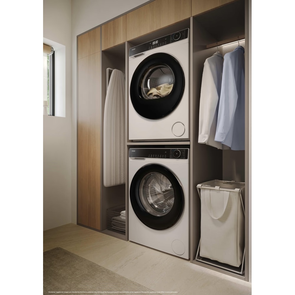 Uscator de rufe HAIER HD80-D357TU1-S, Pompa de caldura, 8 kg, 16 programe, Clasa D, Wi-Fi, alb