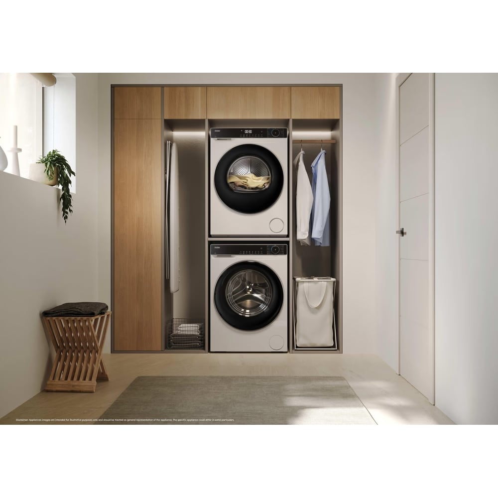 Uscator de rufe HAIER HD80-D357TU1-S, Pompa de caldura, 8 kg, 16 programe, Clasa D, Wi-Fi, alb