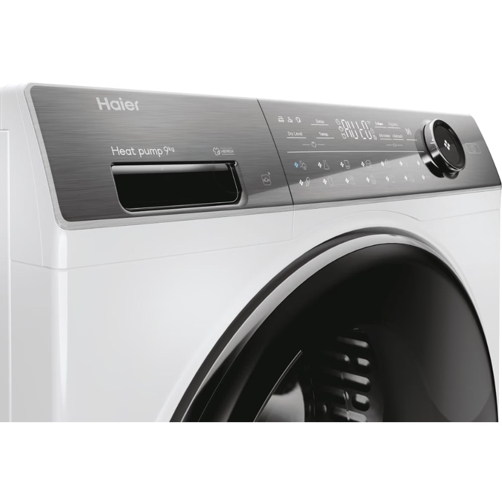 Uscator de rufe HAIER HD90-A3979NU1-S, Pompa de caldura, 9 kg, 13 programe, Wi-Fi, alb
