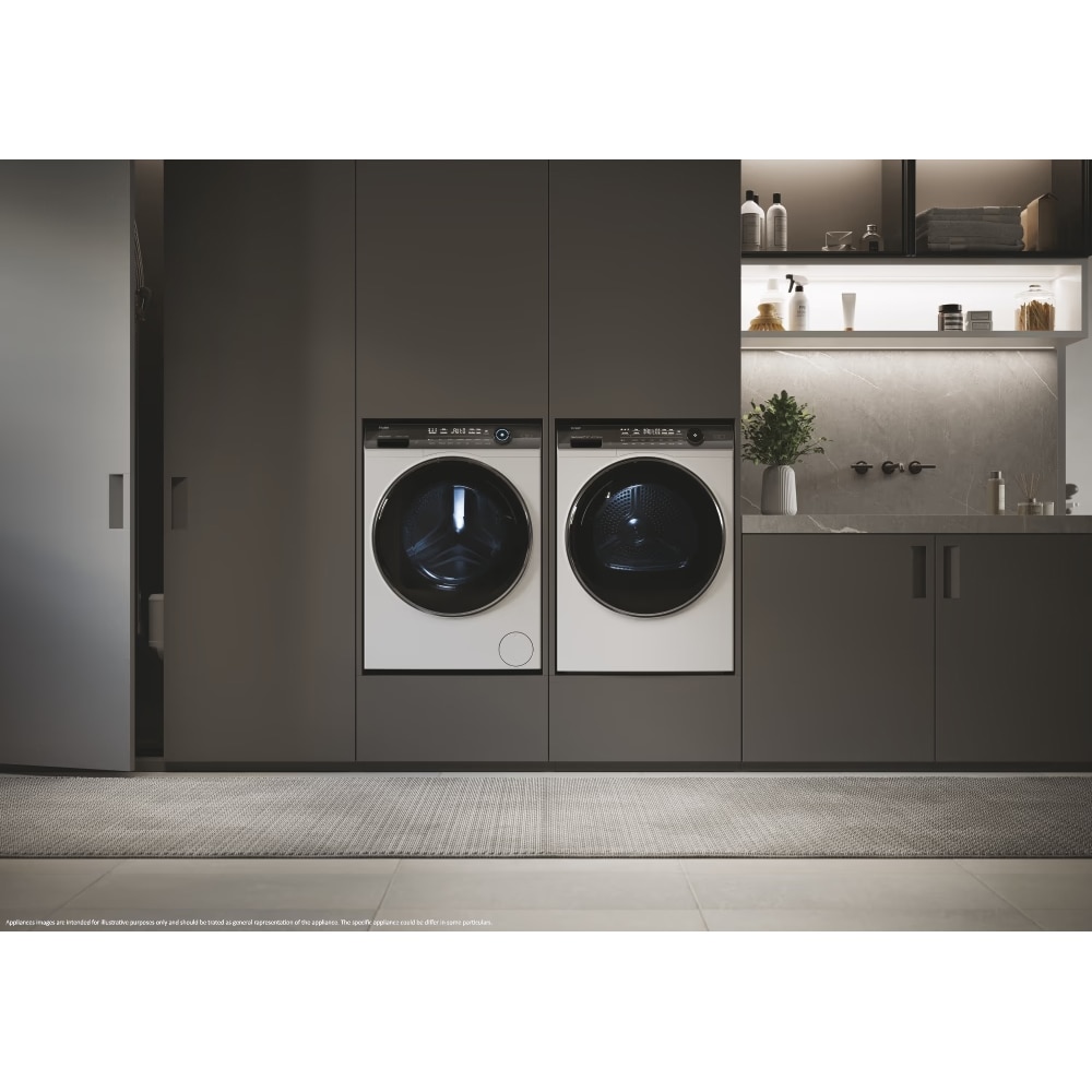 Uscator de rufe HAIER HD90-A3979NU1-S, Pompa de caldura, 9 kg, 13 programe, Wi-Fi, alb
