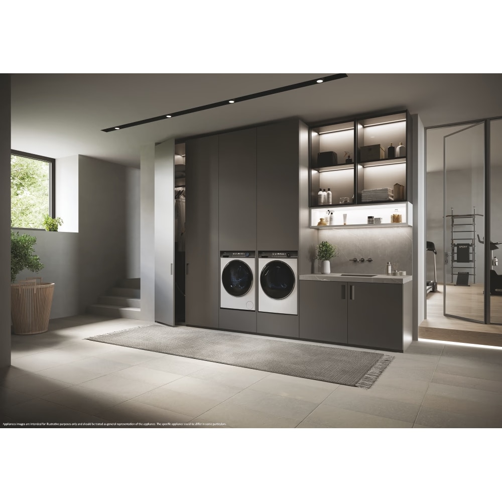 Uscator de rufe HAIER HD90-A3979NU1-S, Pompa de caldura, 9 kg, 13 programe, Wi-Fi, alb
