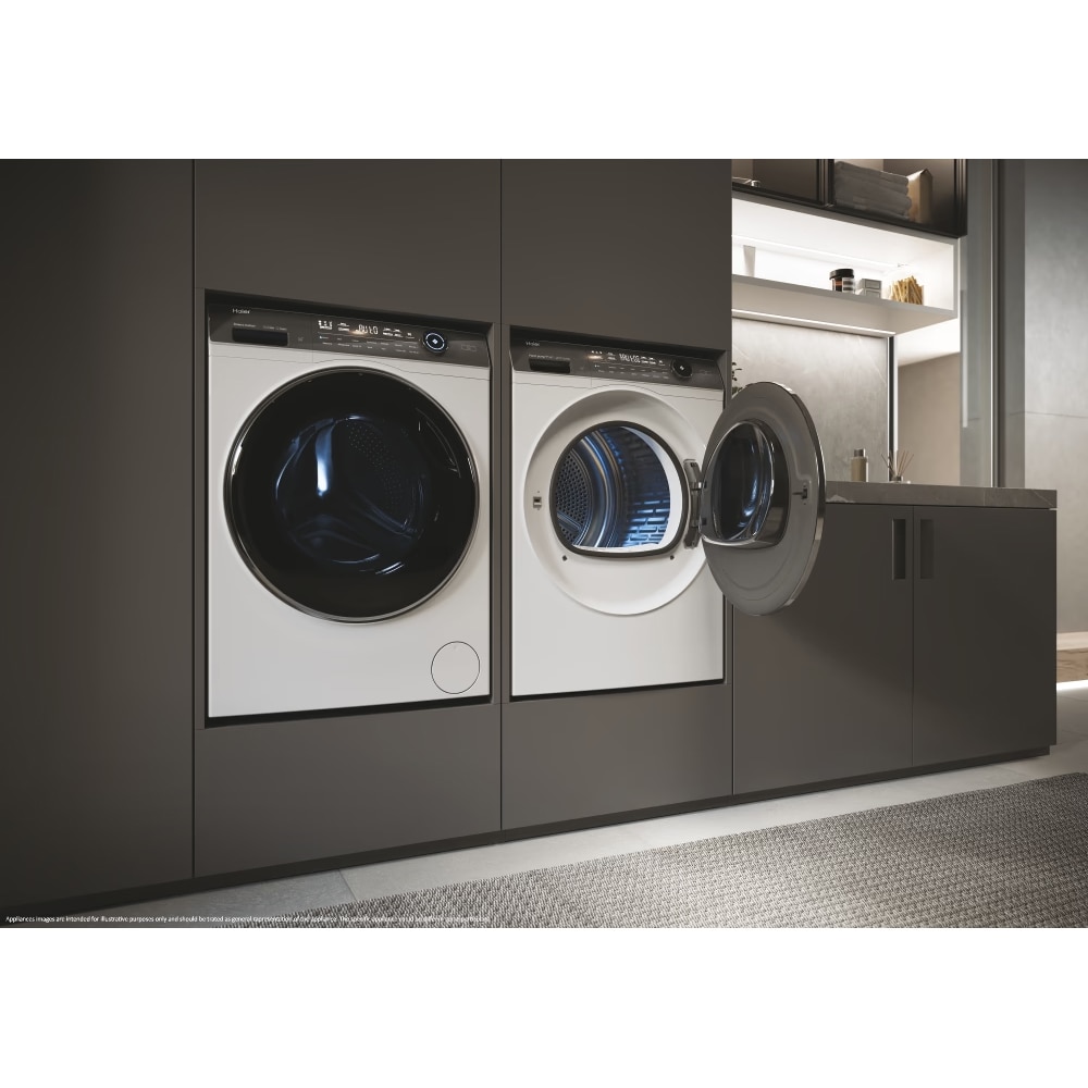 Uscator de rufe HAIER HD90-A3979NU1-S, Pompa de caldura, 9 kg, 13 programe, Wi-Fi, alb