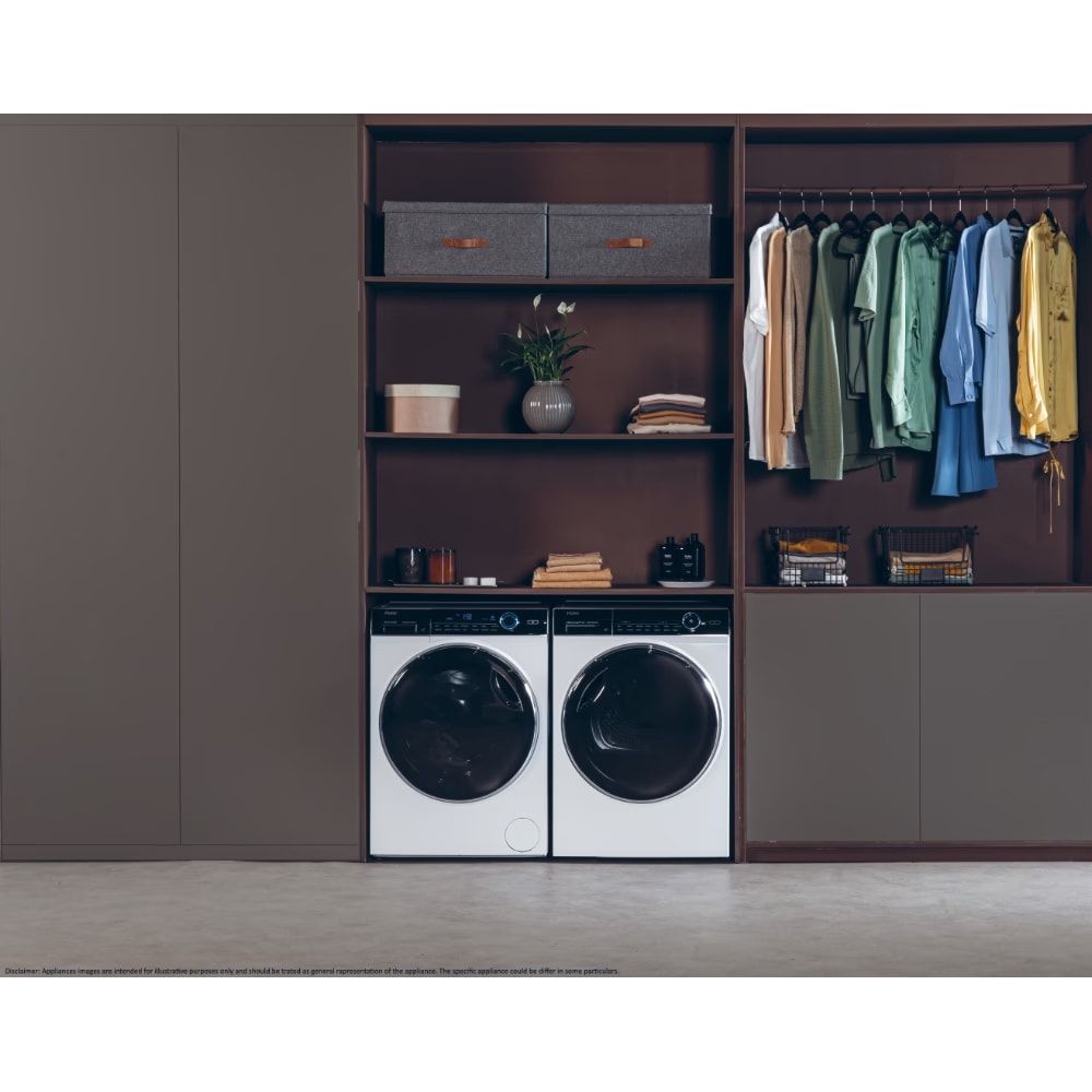 Uscator de rufe HAIER HD90-A3979NU1-S, Pompa de caldura, 9 kg, 13 programe, Wi-Fi, alb