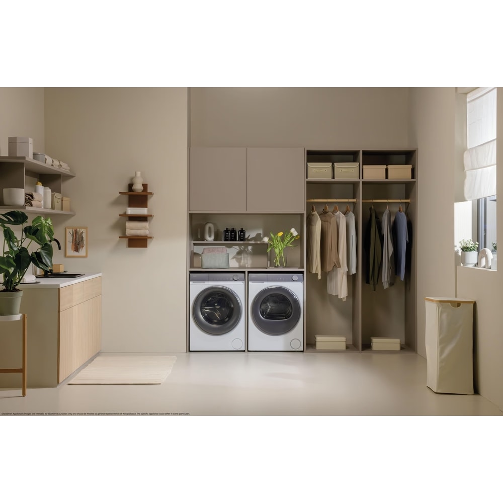 Uscator de rufe HAIER HD90-C367U1-S, Pompa de caldura, 9 kg, 14 programe, Clasa C, Wi-Fi, alb